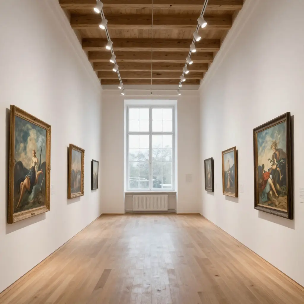 Galleria seinätaideteoksia modernissa kodissa